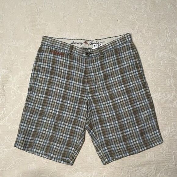 Tommy Bahama Plaid Linen Blend Hawaiian Beach Casual Chino Shorts Men Size 30X9 - Picture 8 of 10
